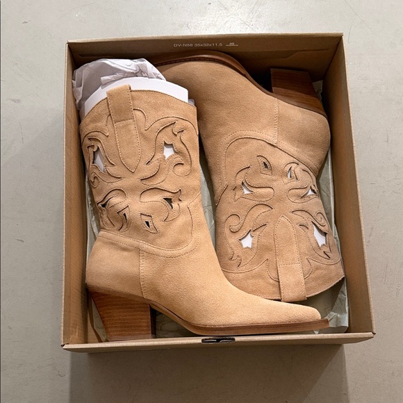 Dolce Vita Shoes - Dolce Vita Beige Suede Cutout Heeled Boots